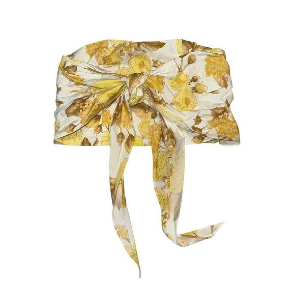ba&sh Naimee Jaune Yellow White Floral Print Strapless Tube Top Women's Small S - Picture 1 of 8